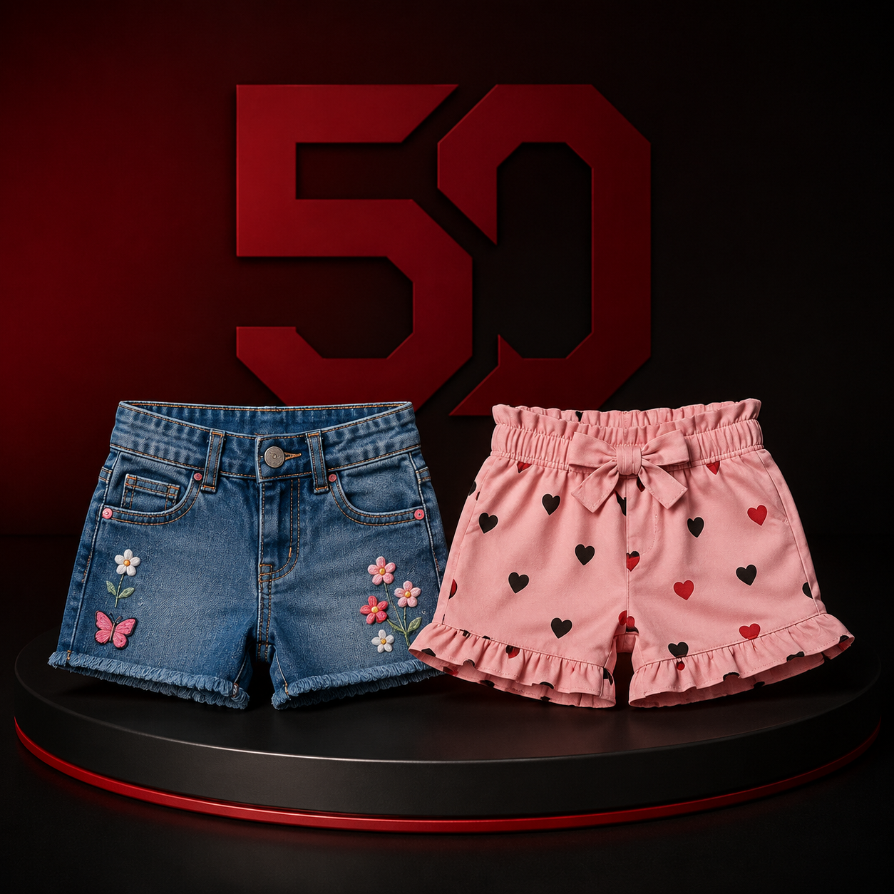 Two girls short pants